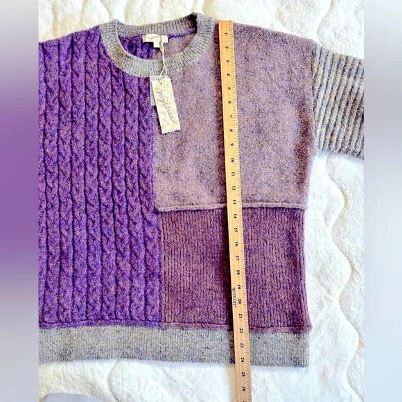 NWT Mystree Purple and Gray Mixed Knit Oversized Sweater - size S - Picture 7 of 7